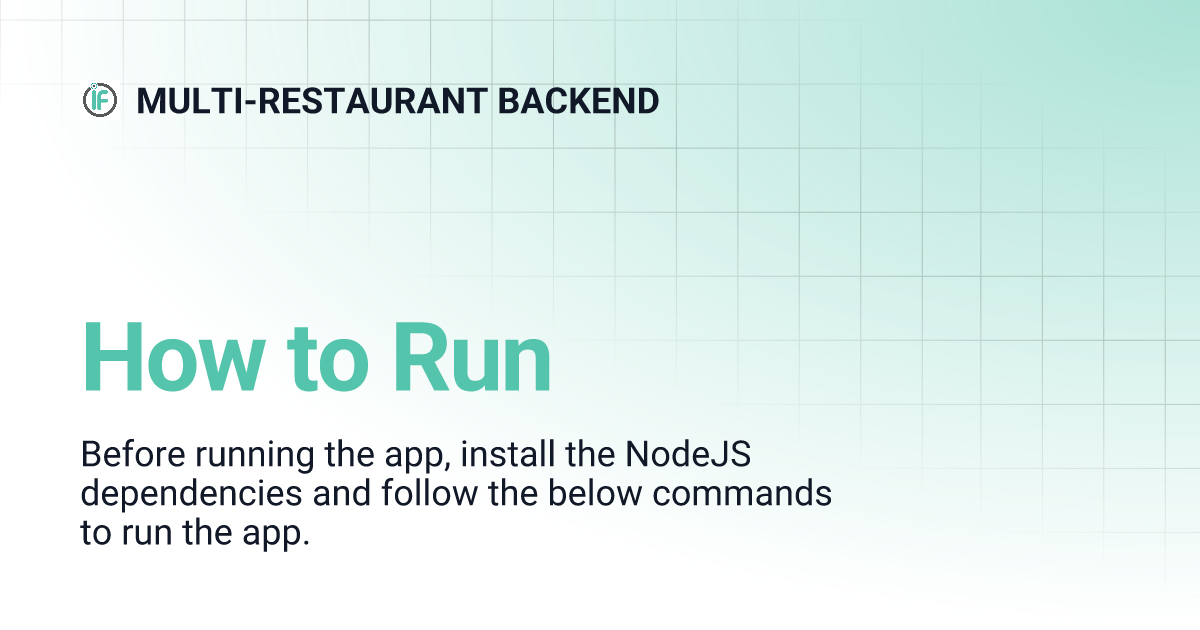 How To Run MULTI RESTAURANT BACKEND